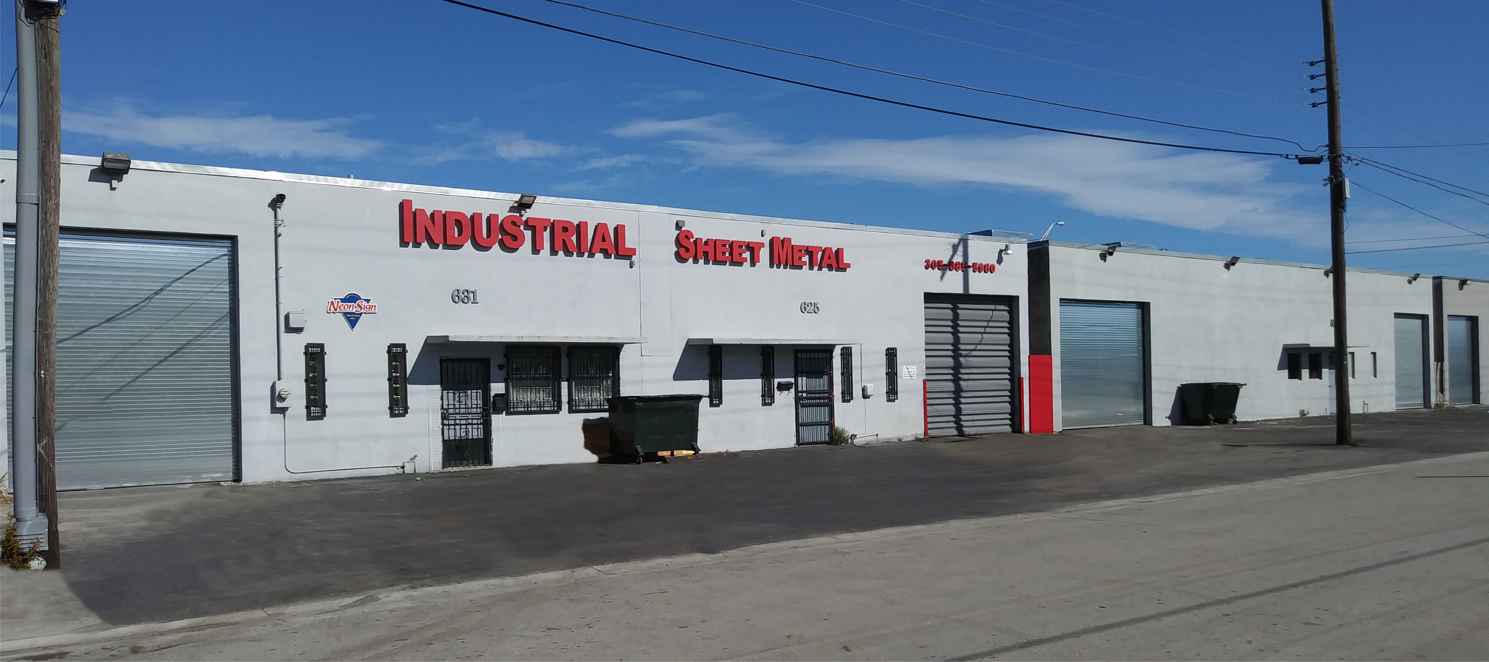 industrial sheet metal facility front picture displaying sign that reads industrial sheet metal